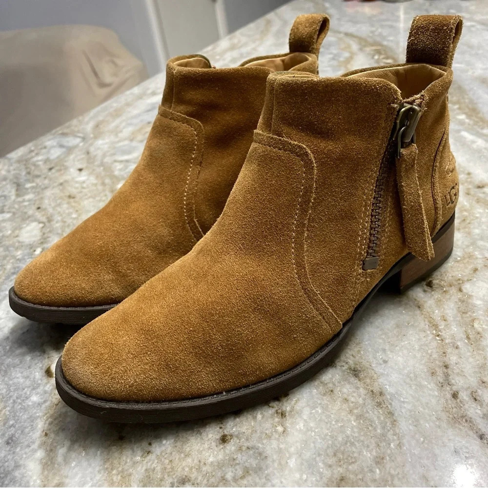 UGG Aureo II Suede Ankle Boot Booties Chestnut/Tan | Women's Size 6